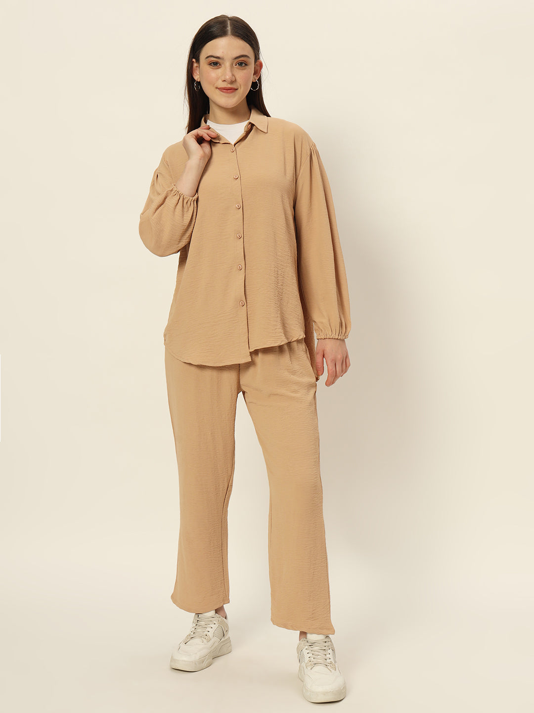 Dropshoulder Co ord set Tan