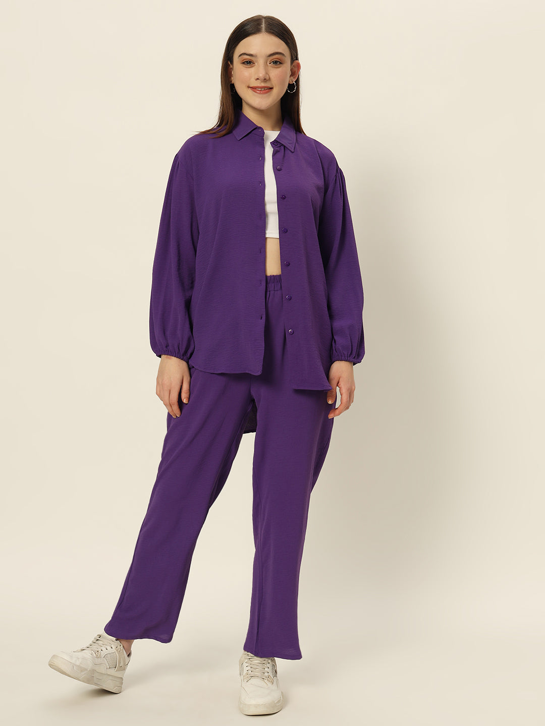 Dropshoulder Co ord set Purple