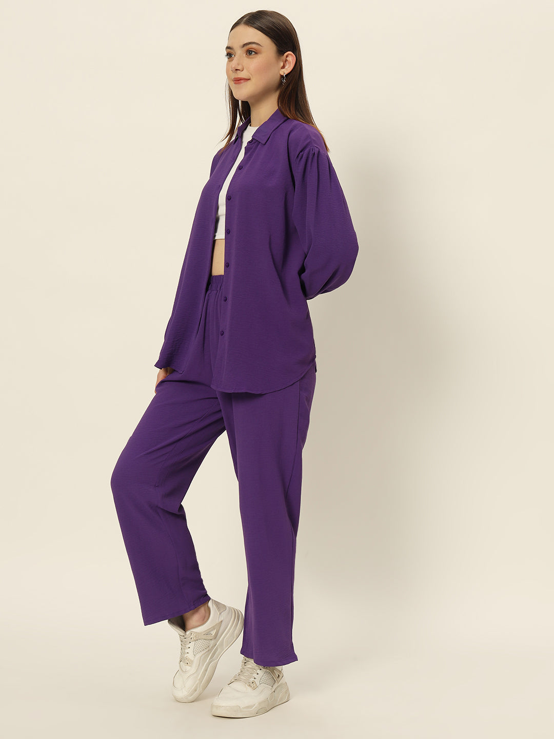 Dropshoulder Co ord set Purple