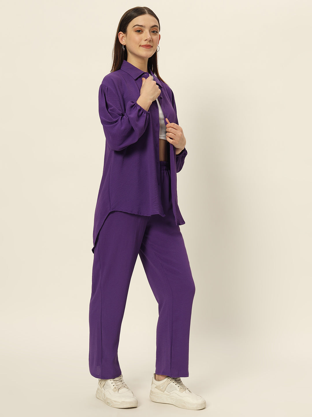 Dropshoulder Co ord set Purple