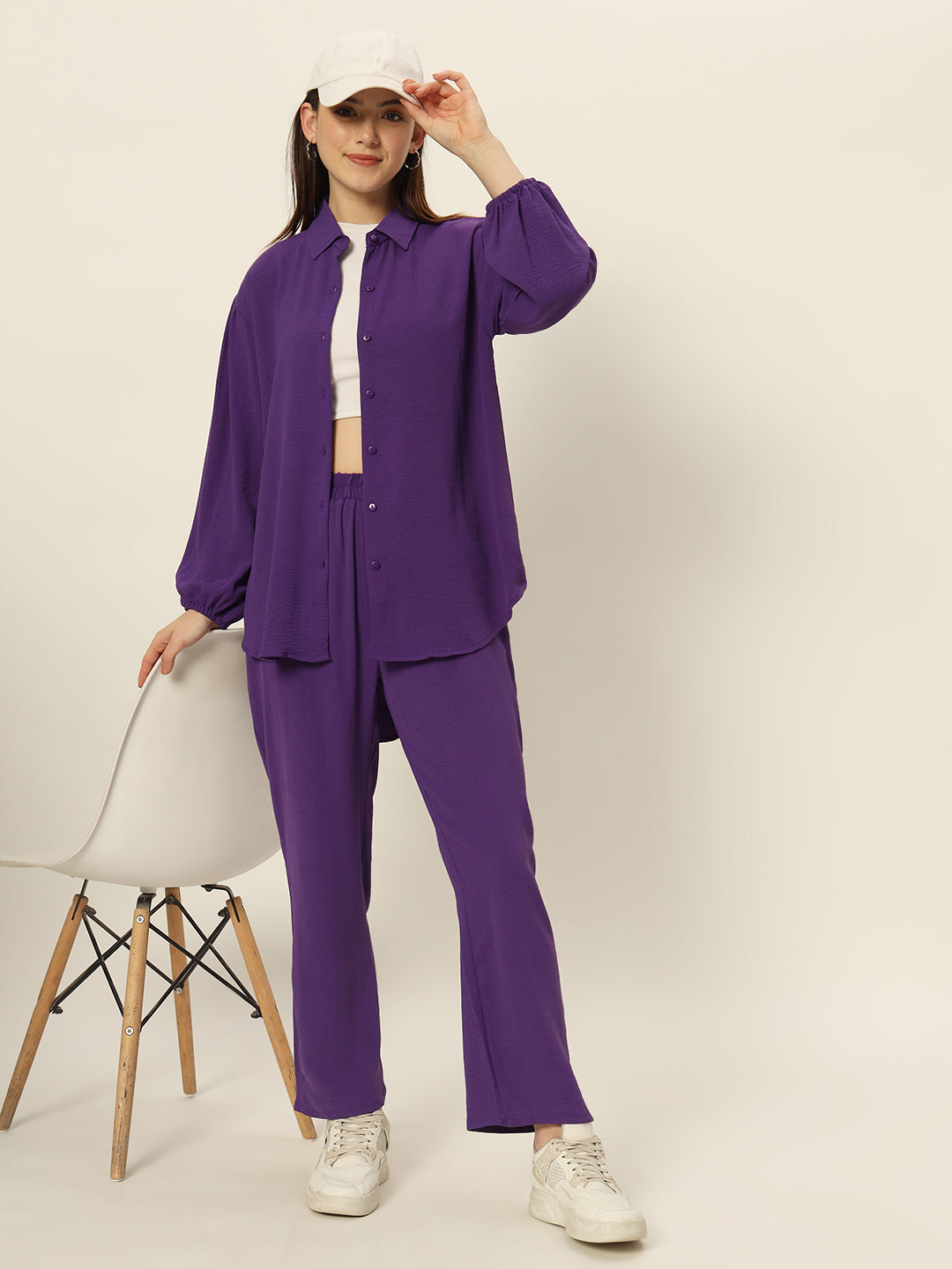 Dropshoulder Co ord set Purple