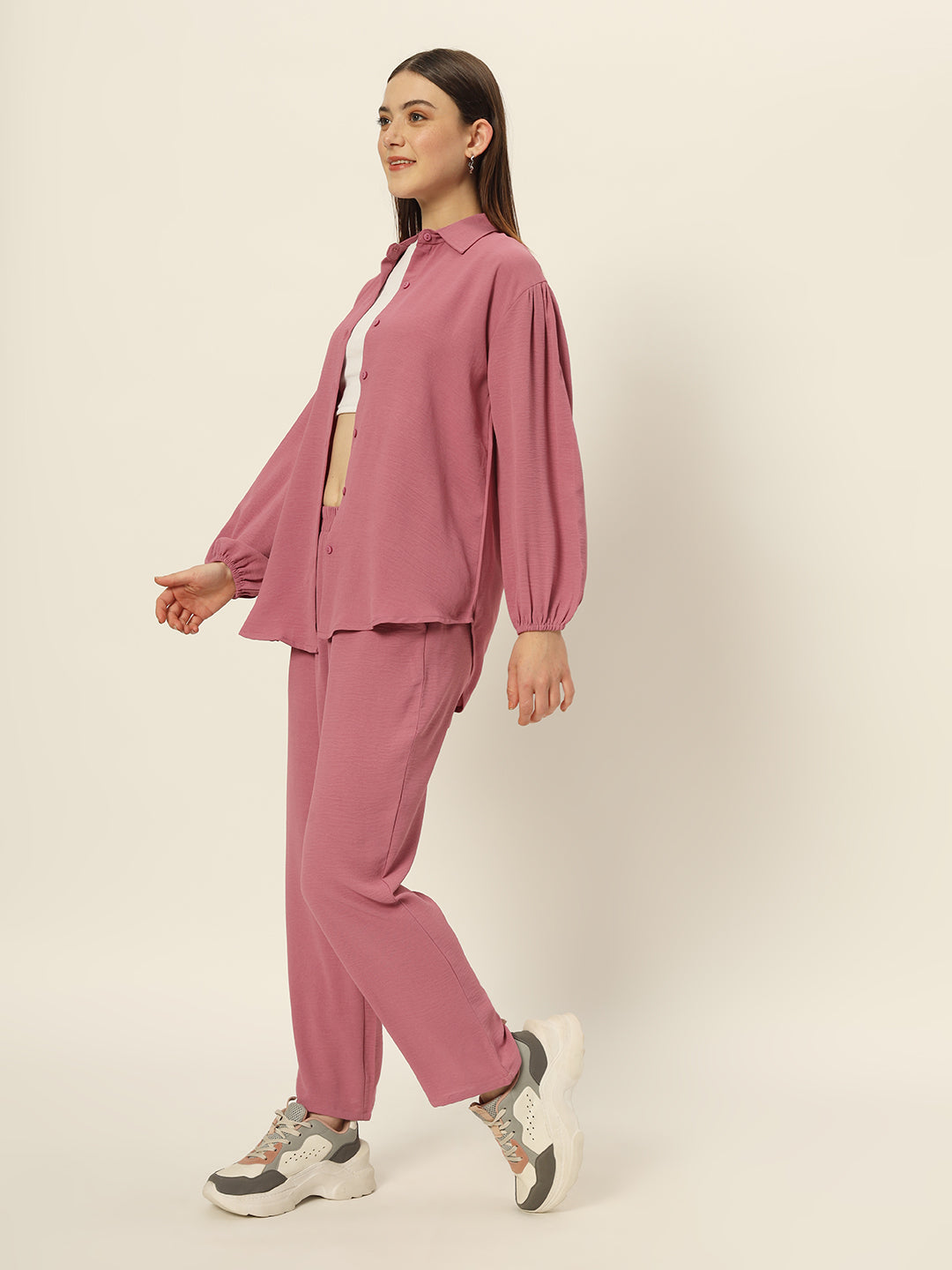 Dropshoulder Co ord set Pink