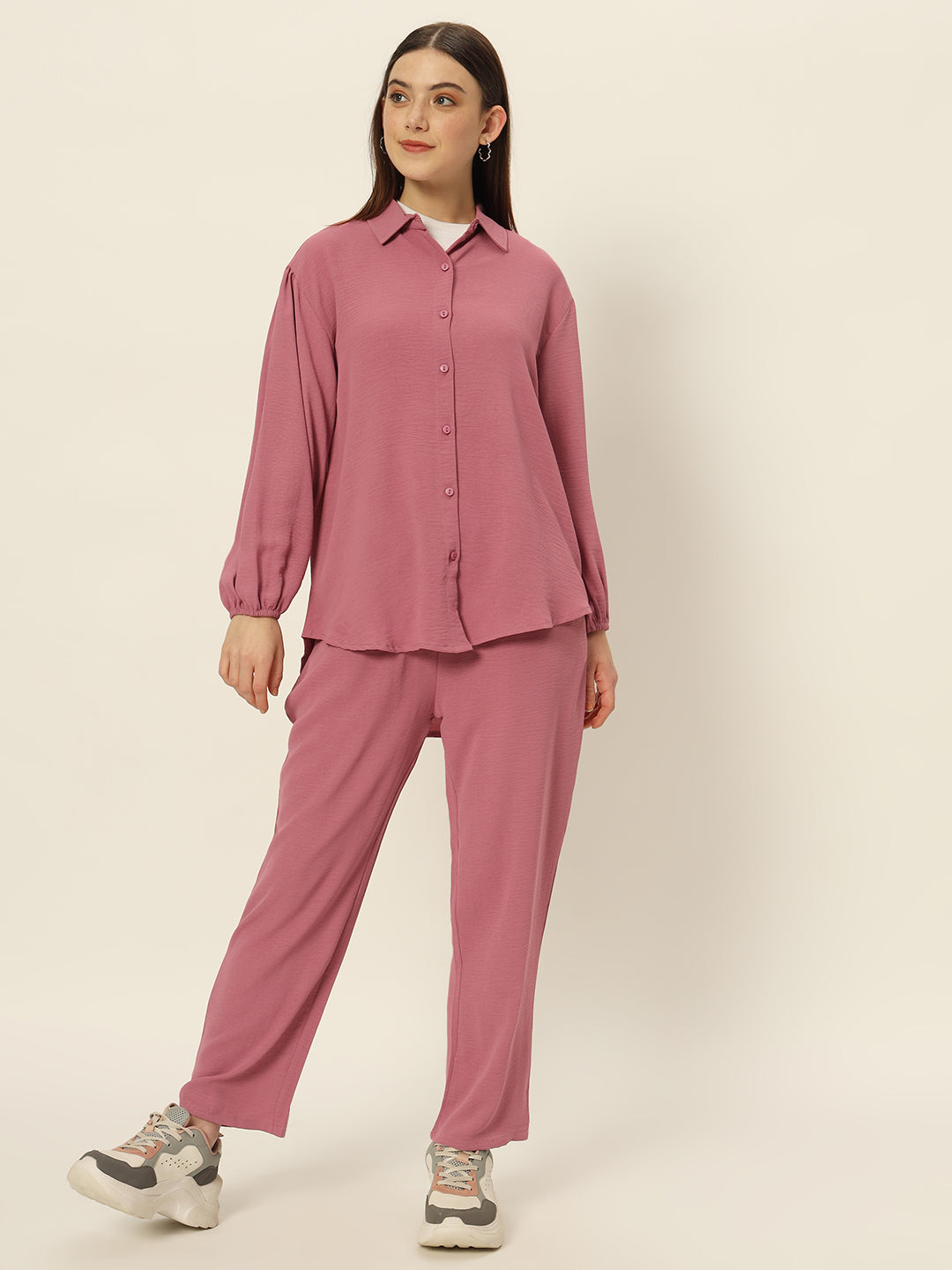 Dropshoulder Co ord set Pink