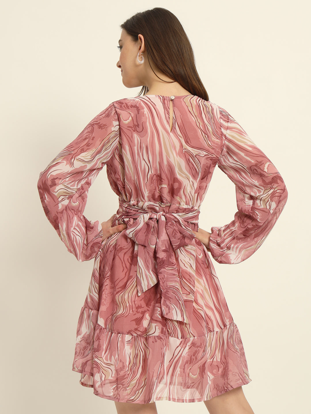 Women Abstract Dress-Pink