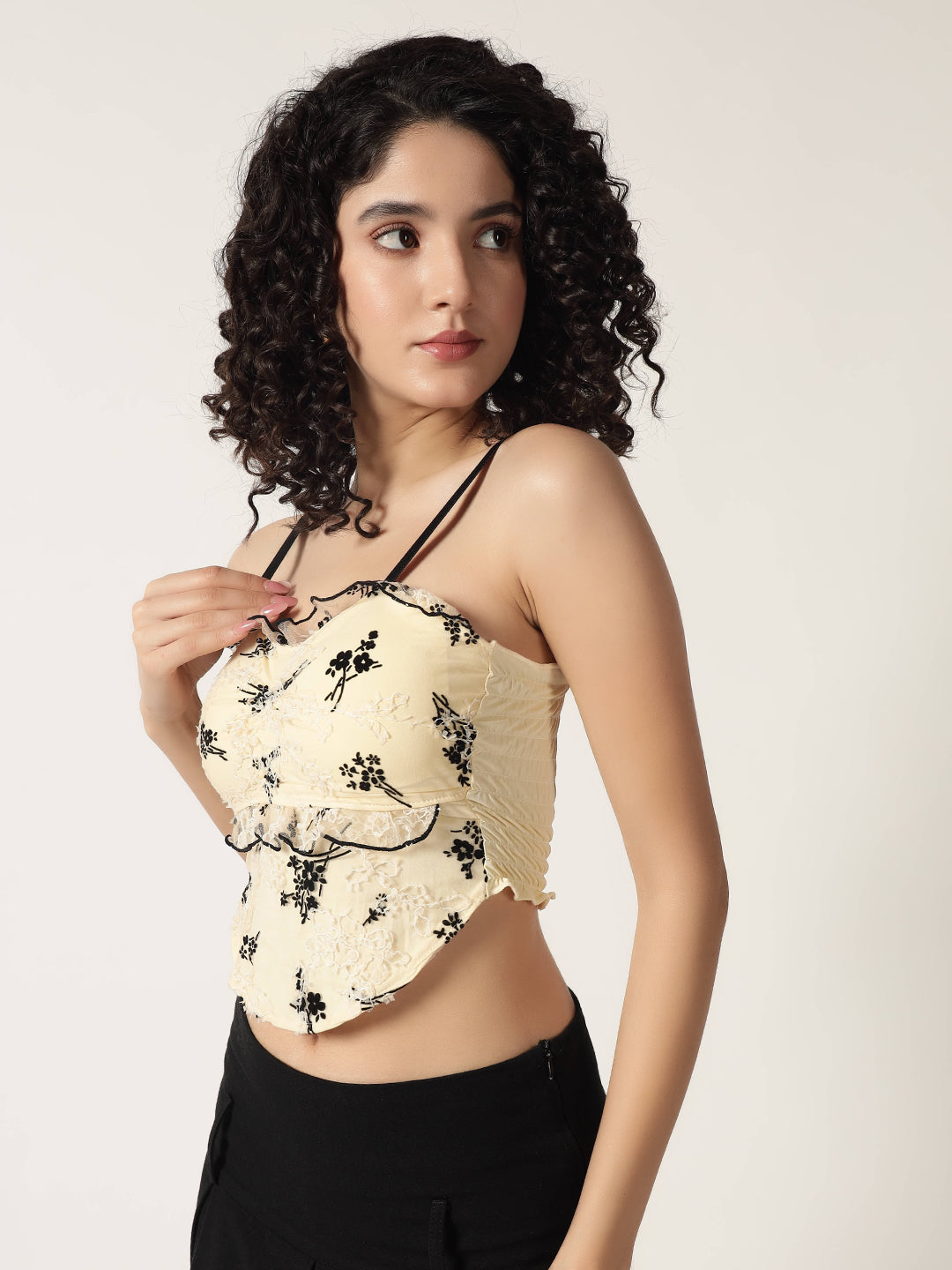 RUCHED FLORAL PADDED TOP SKIN