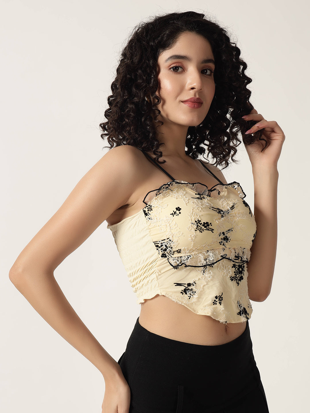 RUCHED FLORAL PADDED TOP SKIN