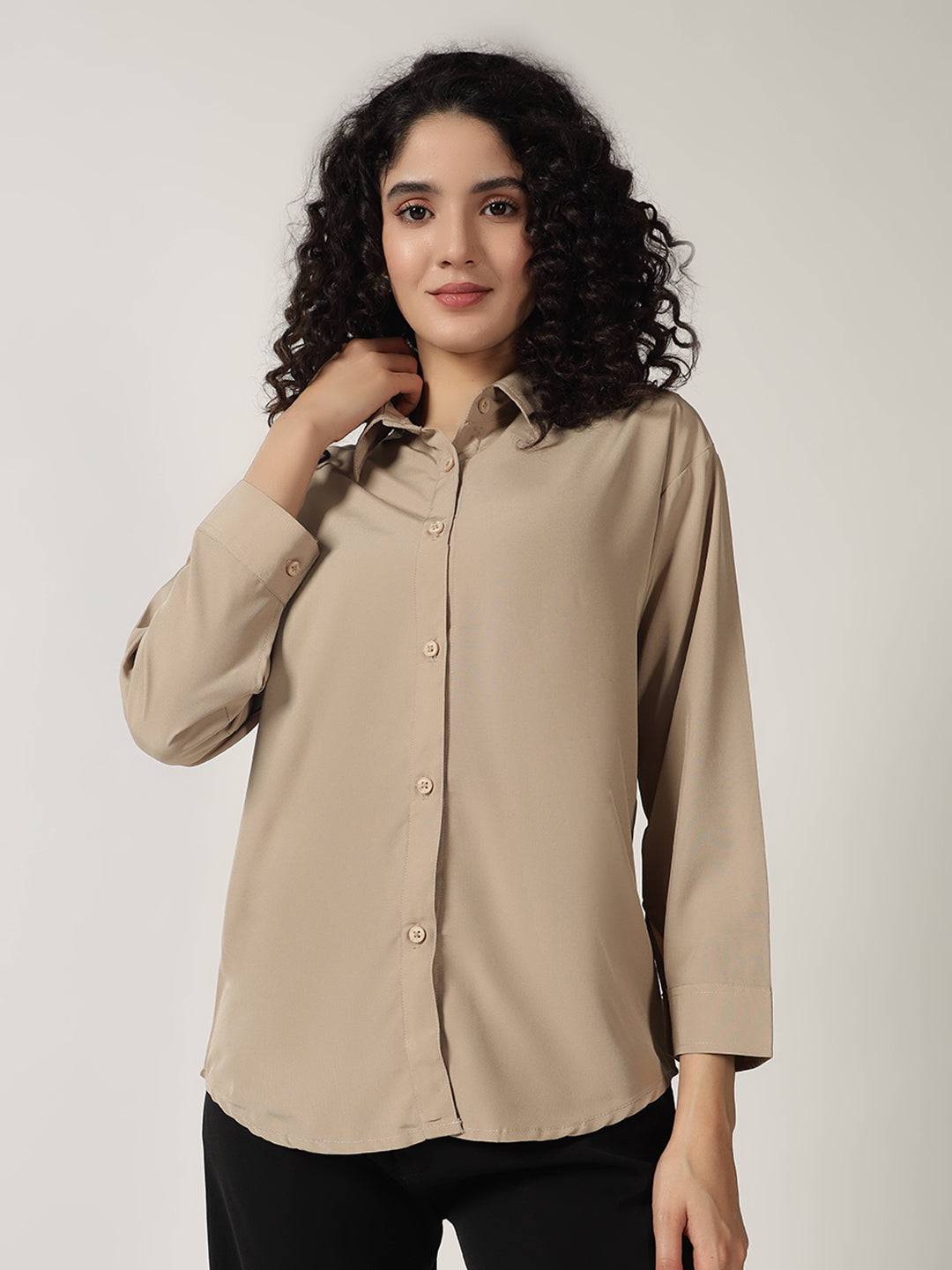 KOREAN FORMAL SHIRT-KHAKI