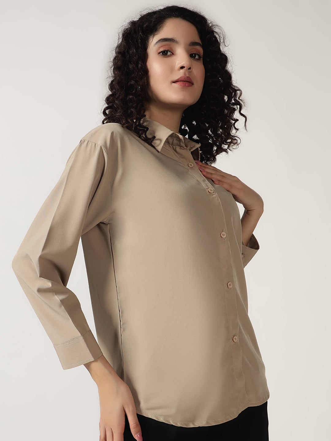 KOREAN FORMAL SHIRT-KHAKI