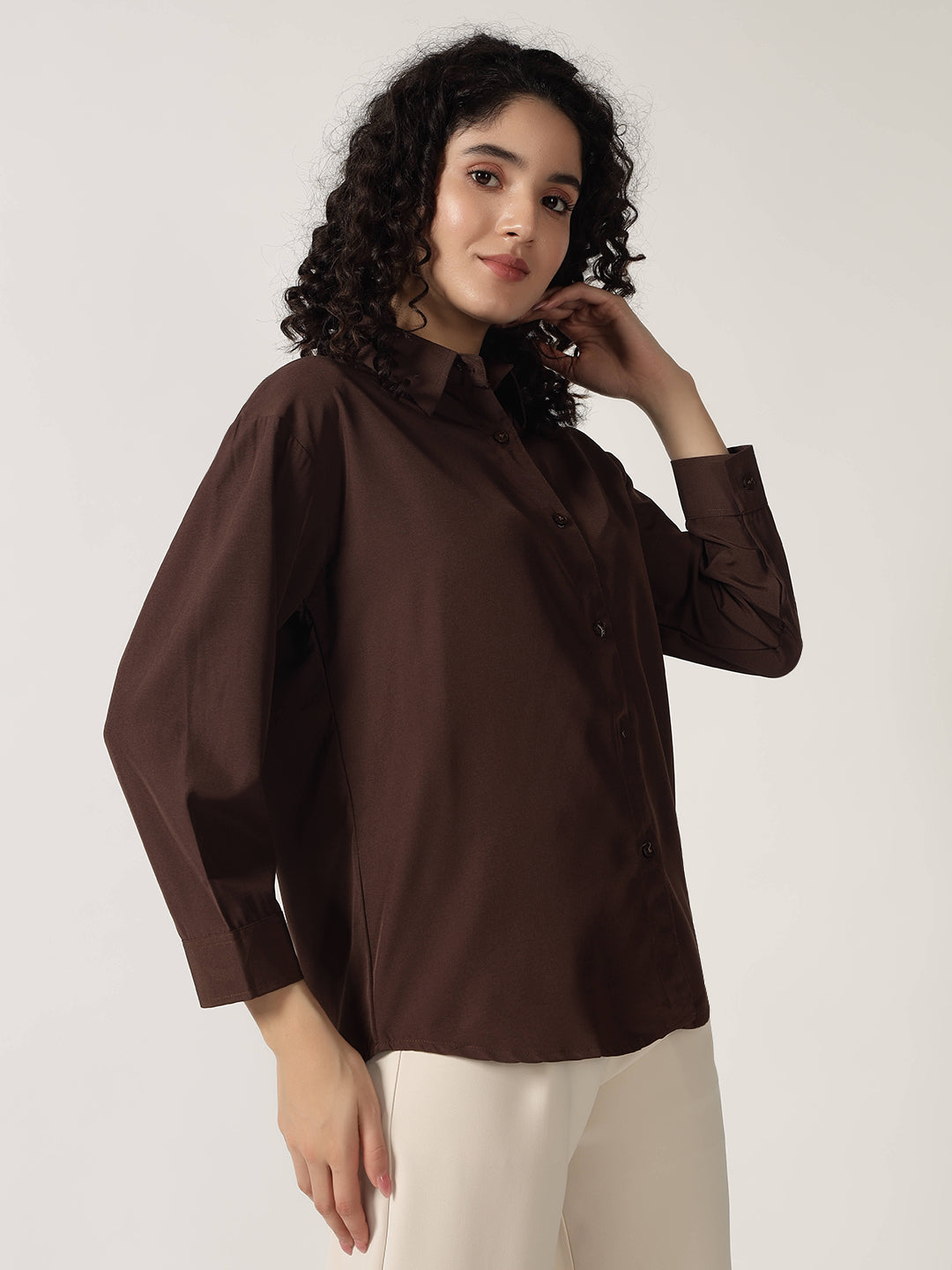 KOREAN FORMAL SHIRT-DARK BROWN