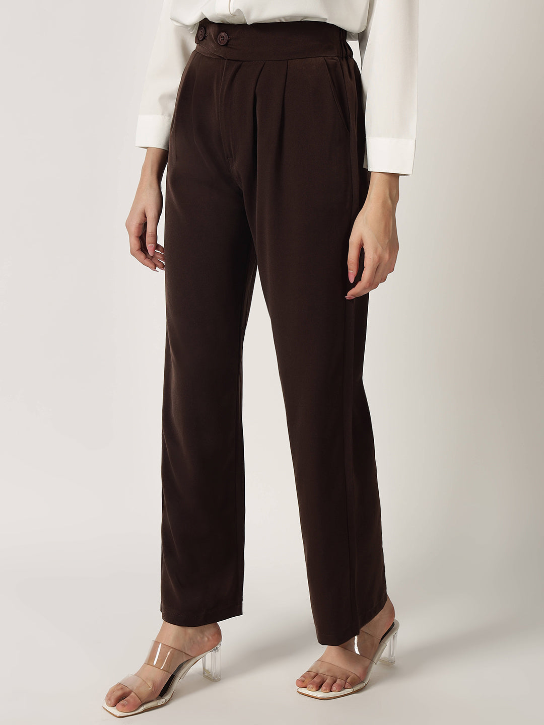 CLASSIC PLEATED TROUSER DARK BROWN