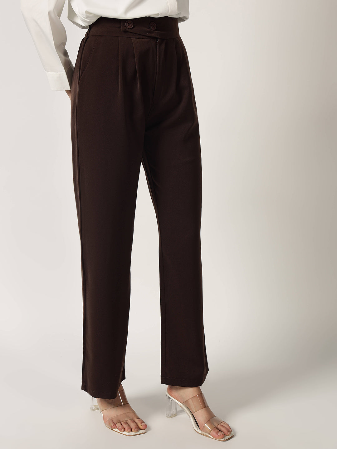 CLASSIC PLEATED TROUSER DARK BROWN