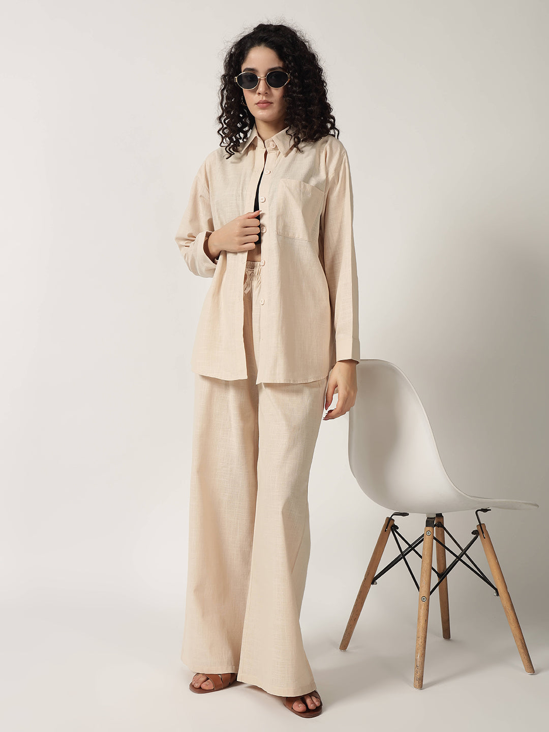 PURE LINEN OVERSIZED CO ORDS BEIGE