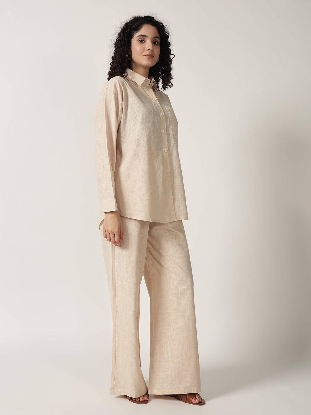 PURE LINEN OVERSIZED CO ORDS BEIGE