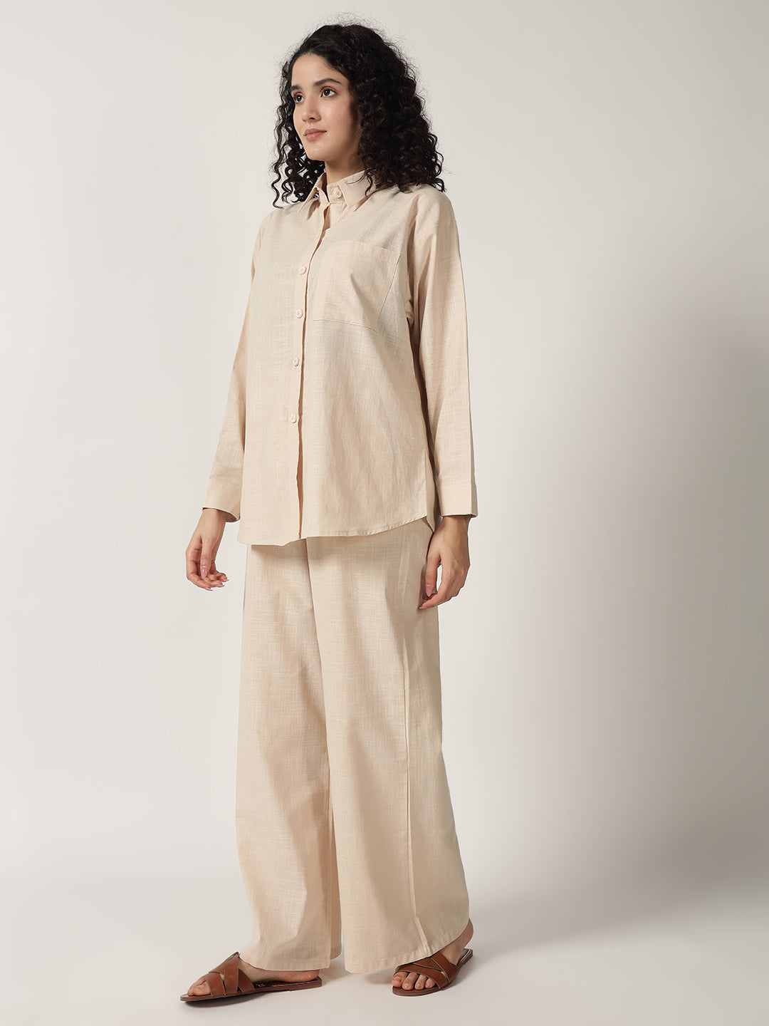 PURE LINEN OVERSIZED CO ORDS BEIGE