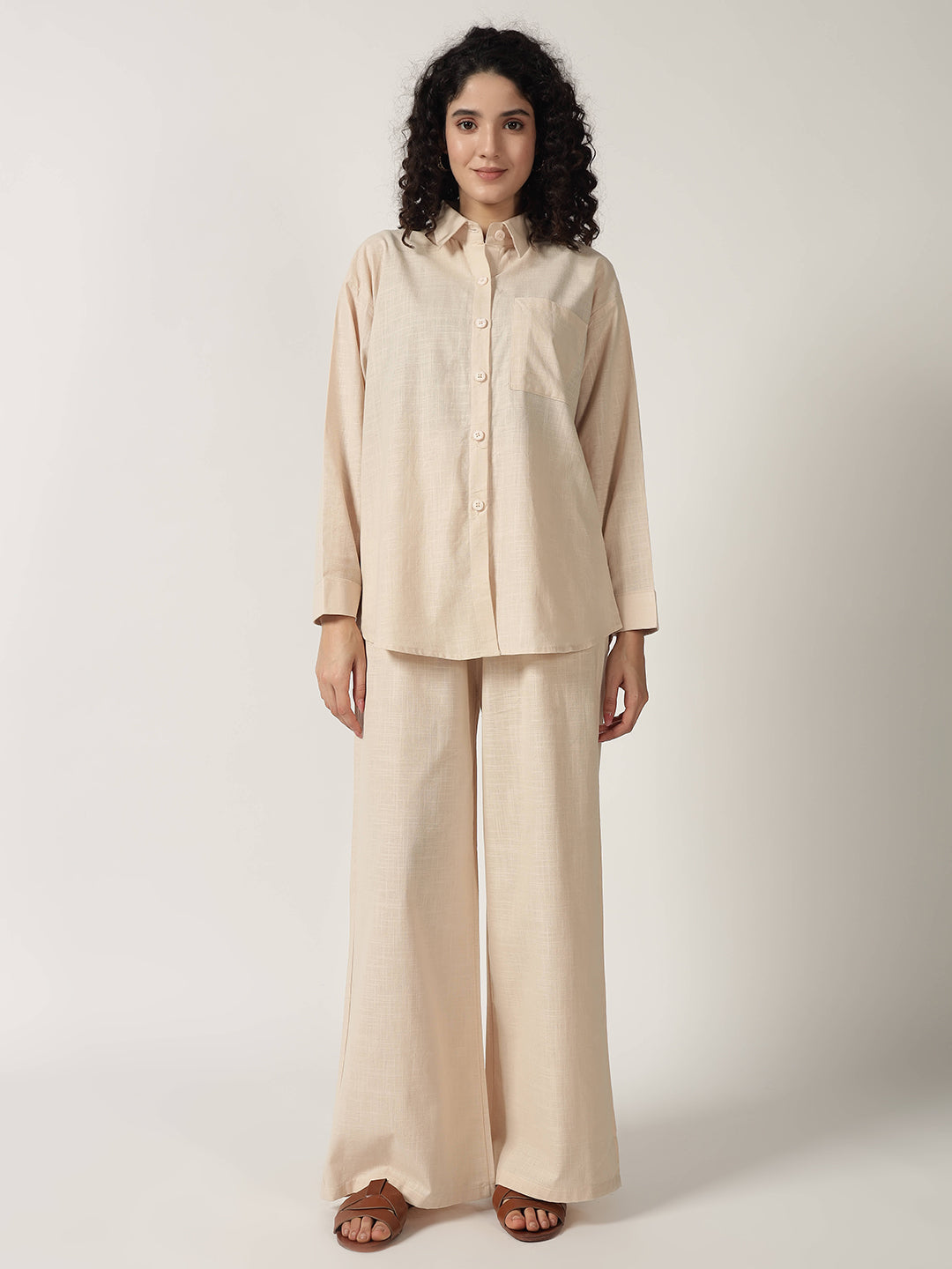 PURE LINEN OVERSIZED CO ORDS BEIGE