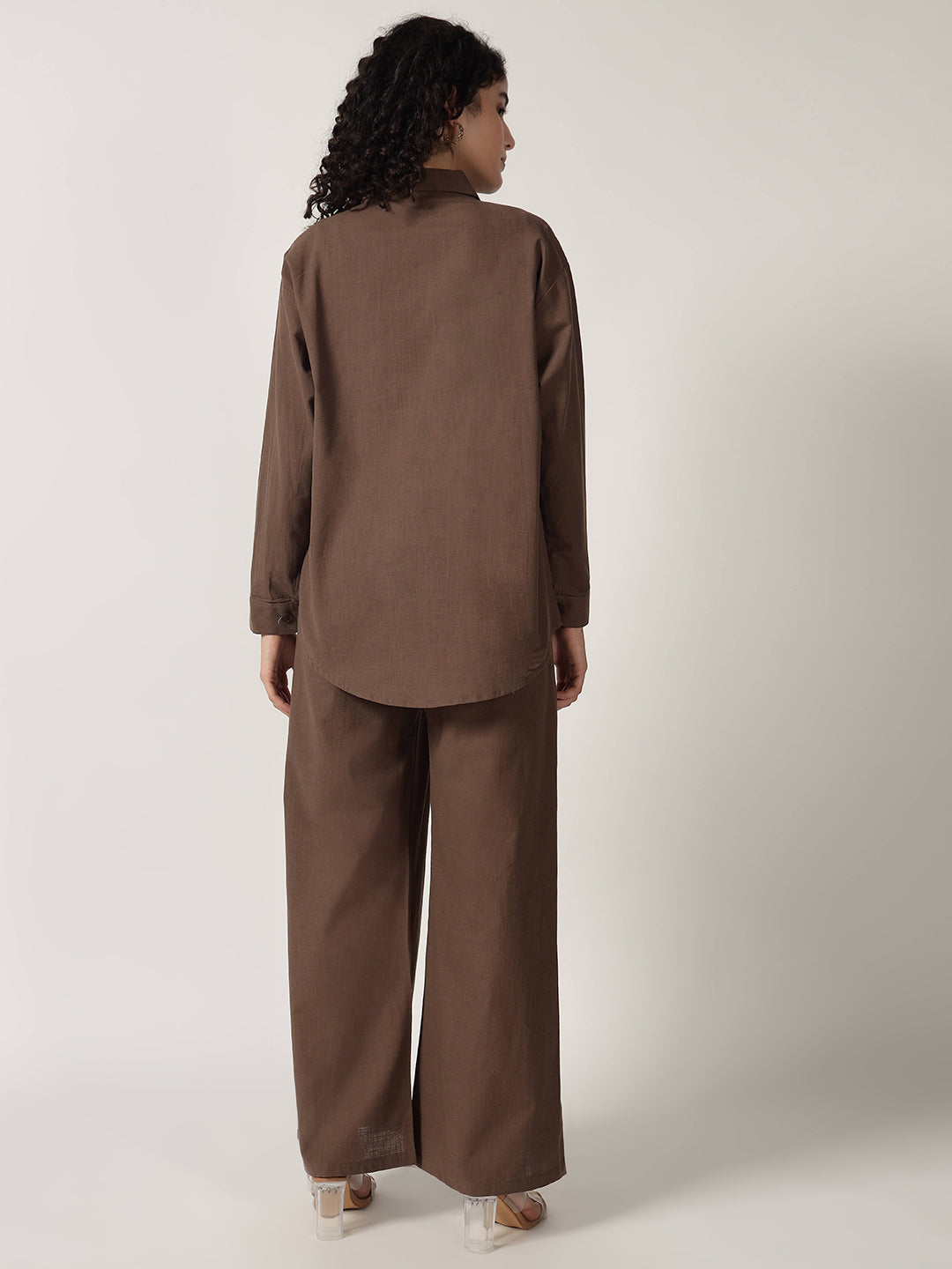 PURE LINEN OVERSIZED CO ORDS BROWN