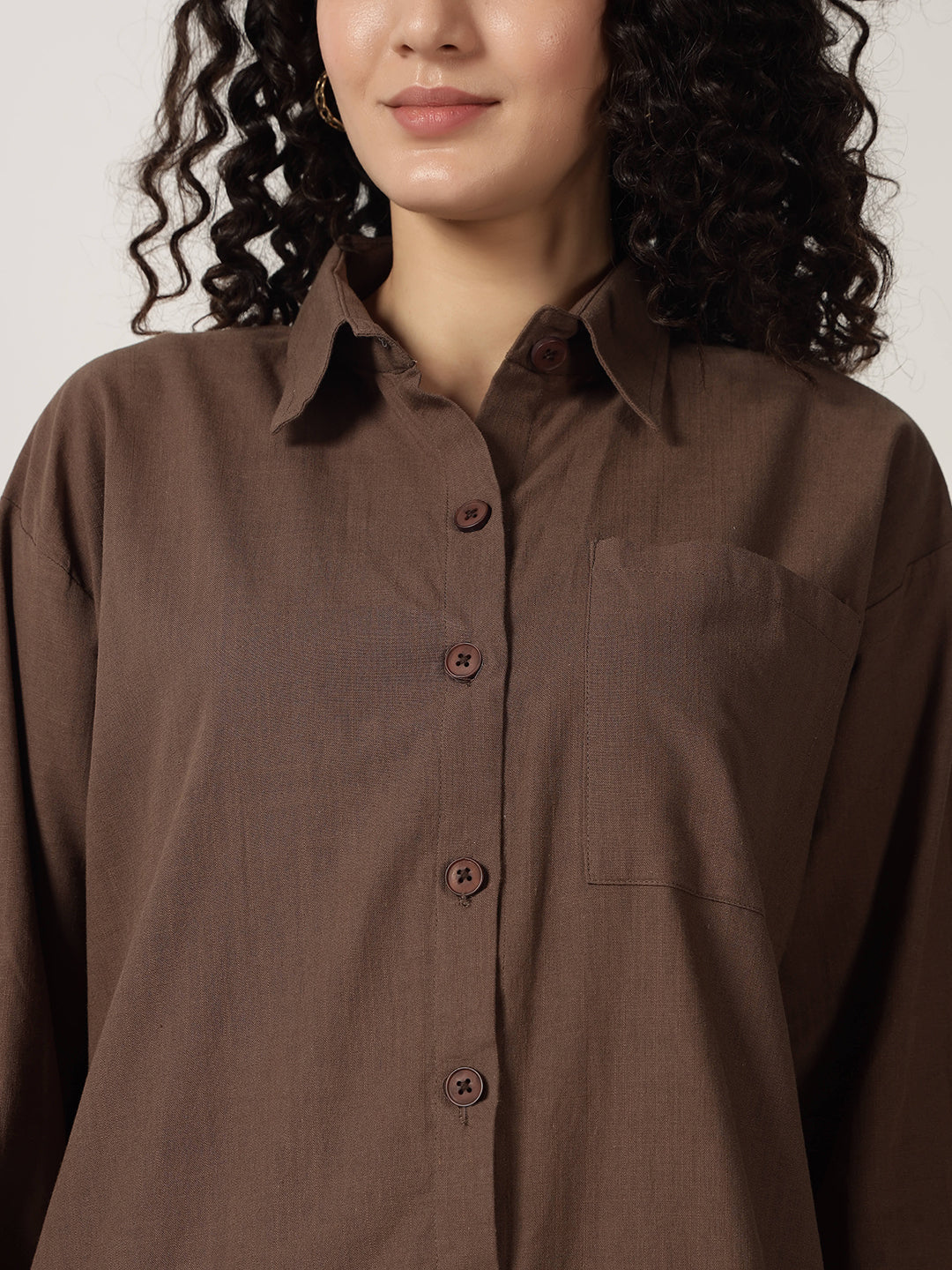 PURE LINEN OVERSIZED CO ORDS BROWN