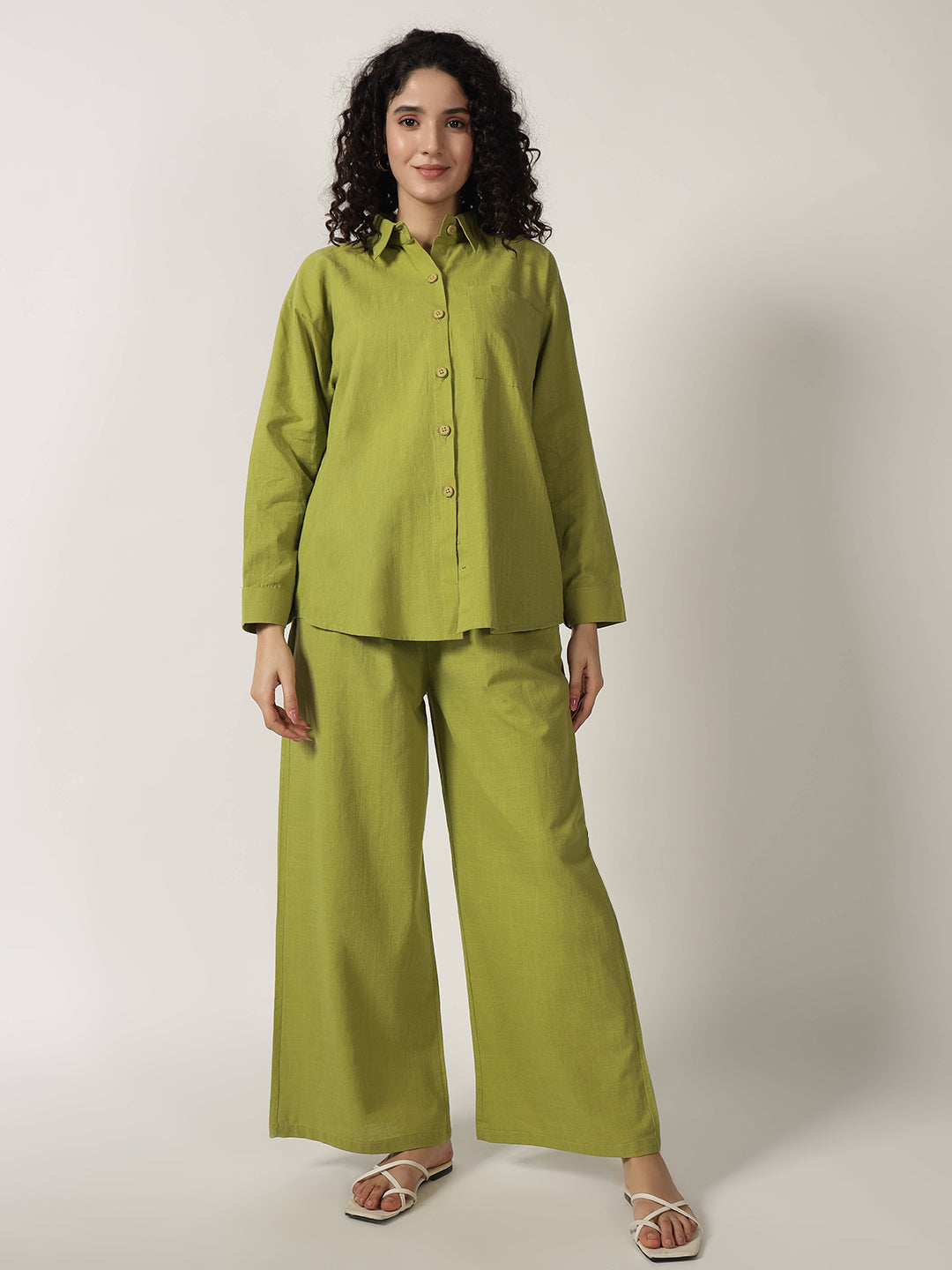 PURE LINEN OVERSIZED CO ORDS KELLY GREEN