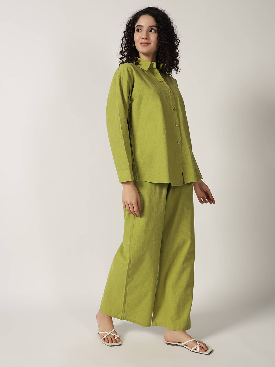 PURE LINEN OVERSIZED CO ORDS KELLY GREEN