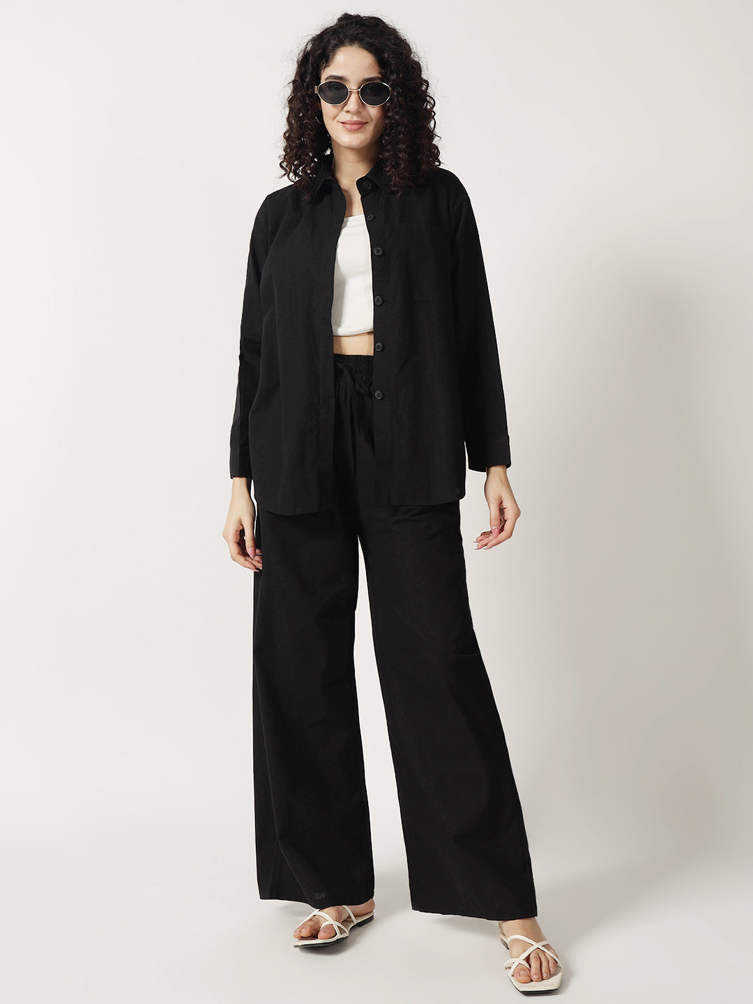 PURE LINEN OVERSIZED CO ORDS BLACK