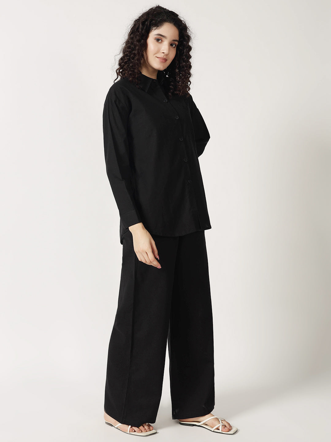 PURE LINEN OVERSIZED CO ORDS BLACK