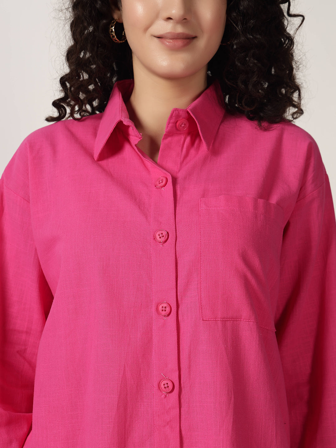 PURE LINEN OVERSIZED CO ORDS HOT PINK