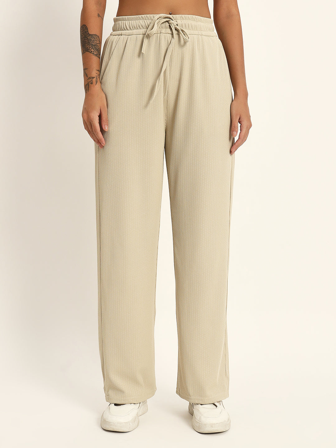 THE SOLID WIDE LEG PANTS BEIGE