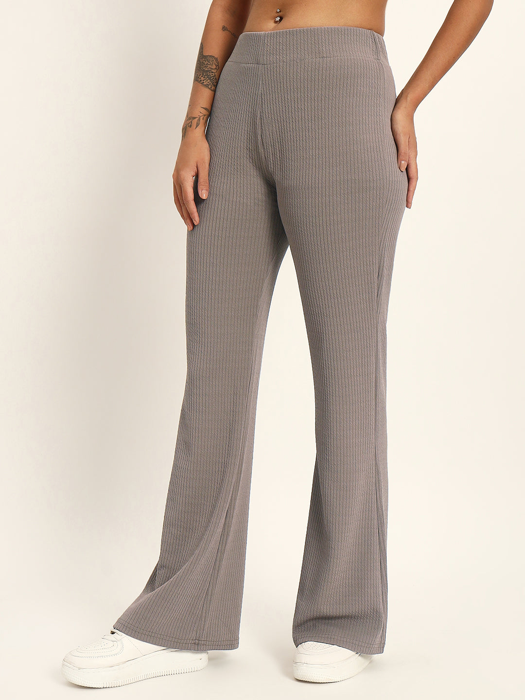 BOOT CUT TROUSERS-GREY