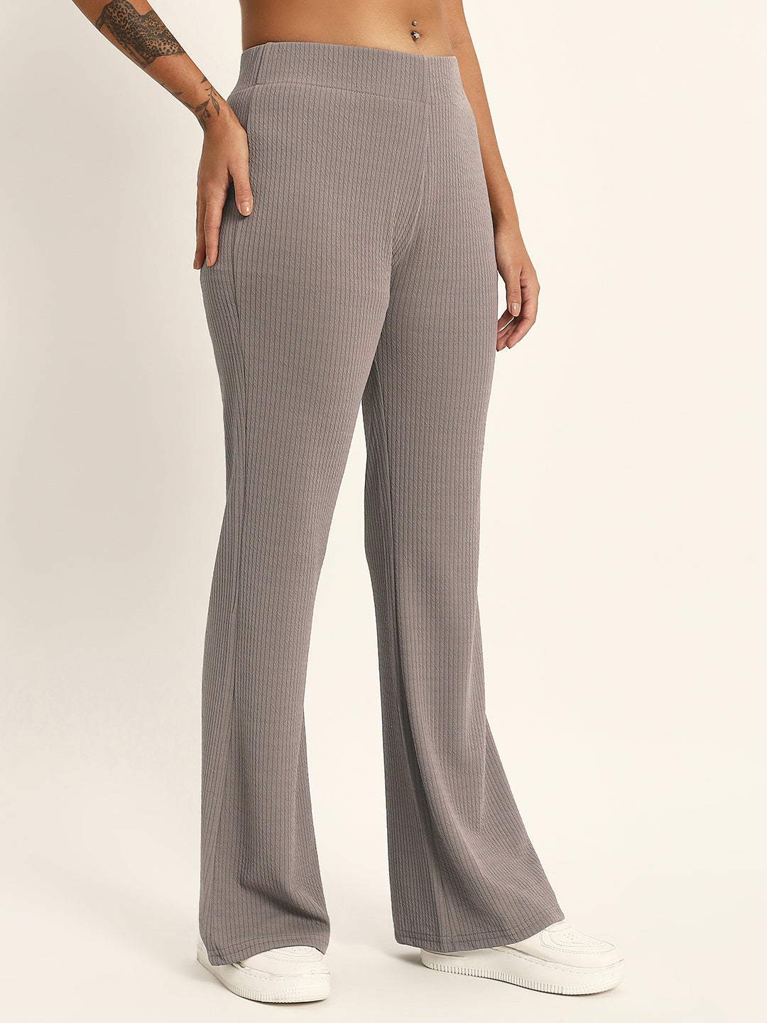 BOOT CUT TROUSERS-GREY