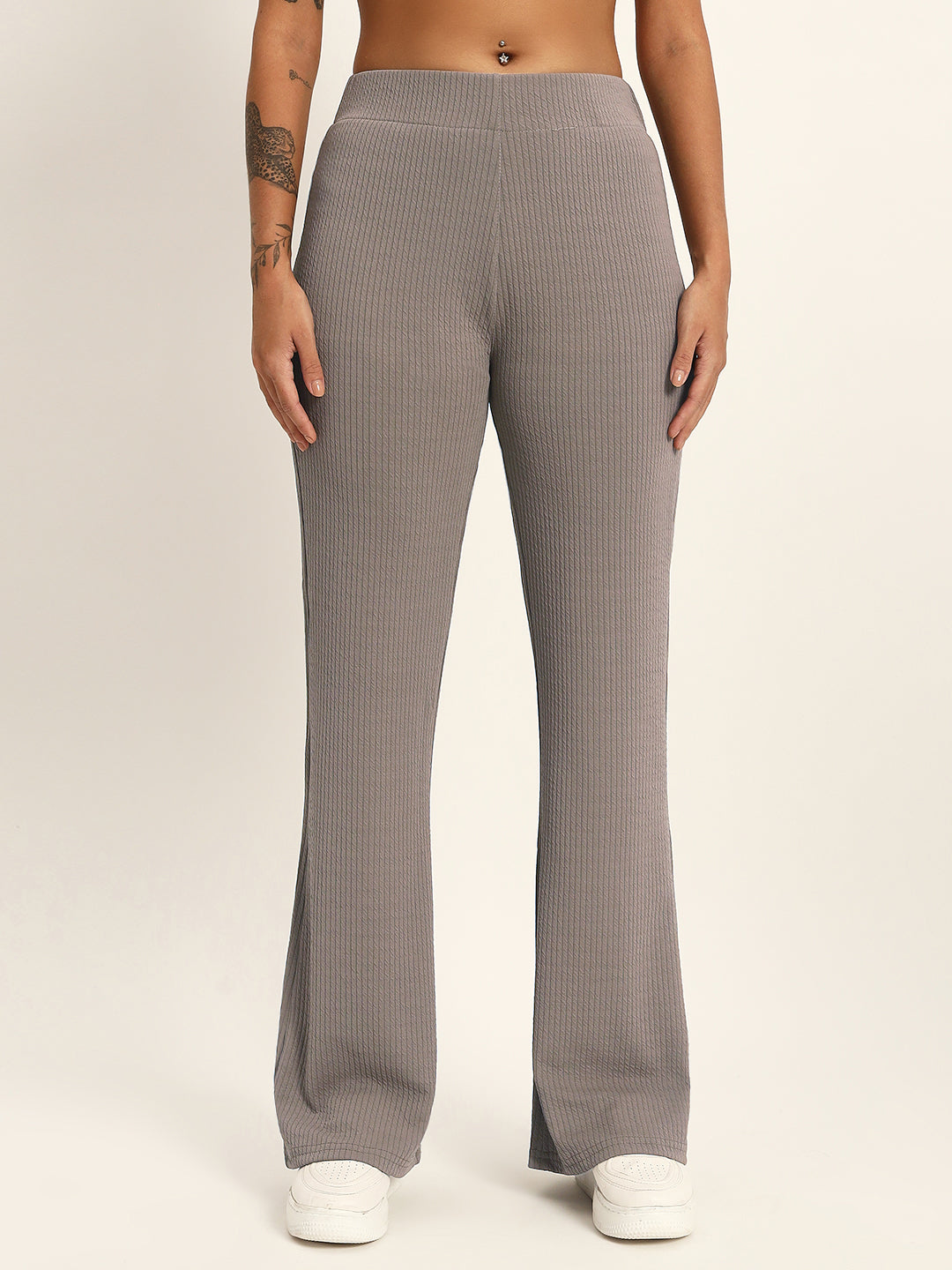 BOOT CUT TROUSERS-GREY