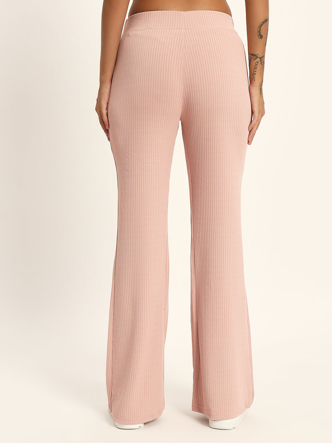 BOOT CUT TROUSERS-LIGHT PINK