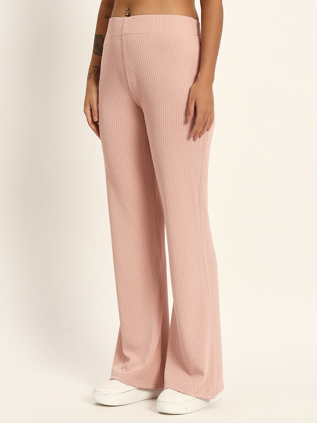 BOOT CUT TROUSERS-LIGHT PINK