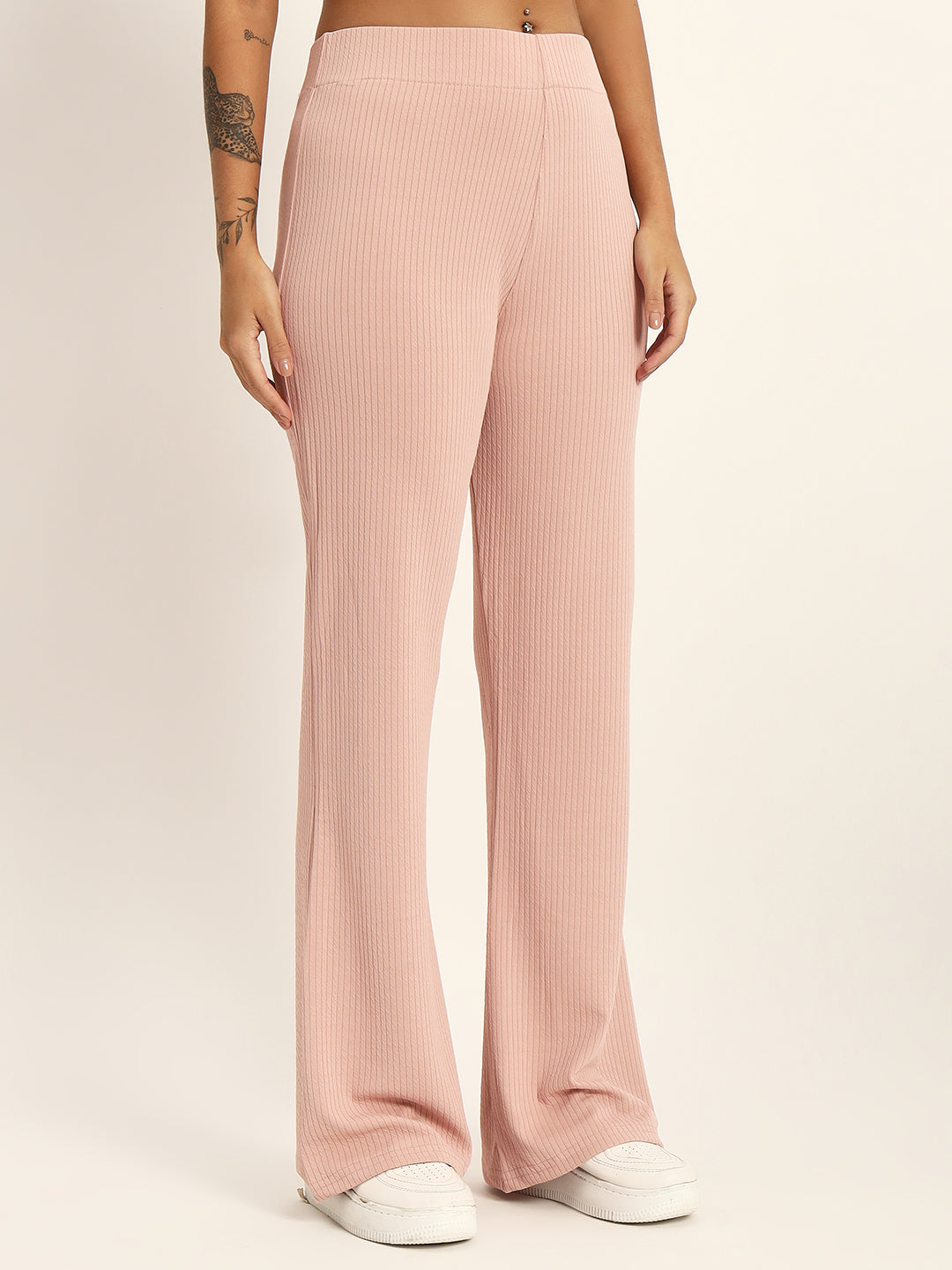 BOOT CUT TROUSERS-LIGHT PINK