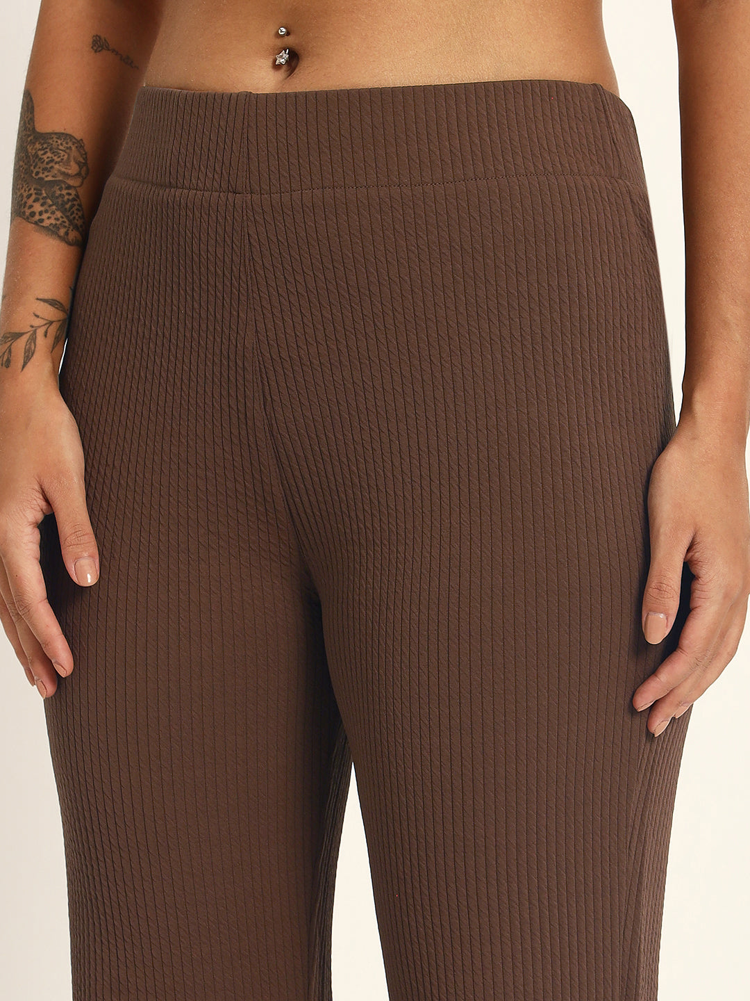 BOOT CUT TROUSERS-LIGHT BROWN