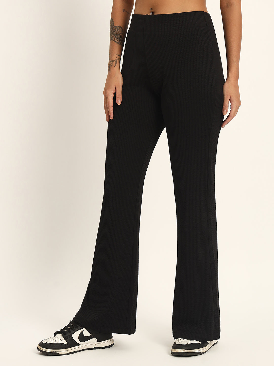 BOOT CUT TROUSERS-BLACK