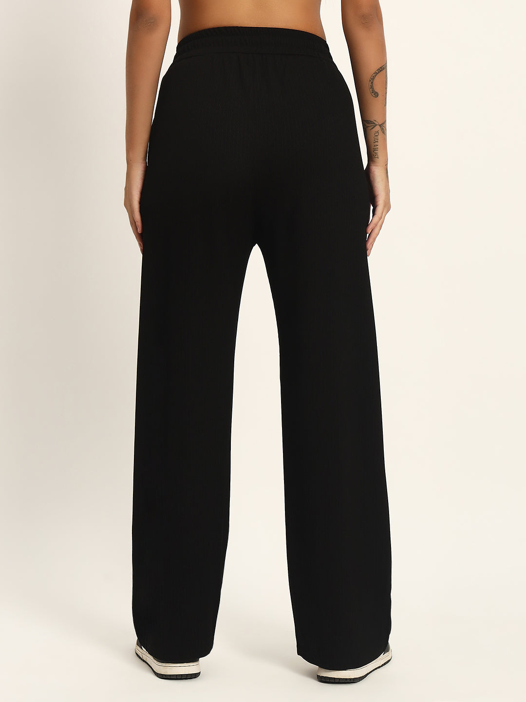 THE SOLID WIDE LEG PANTS BLACK