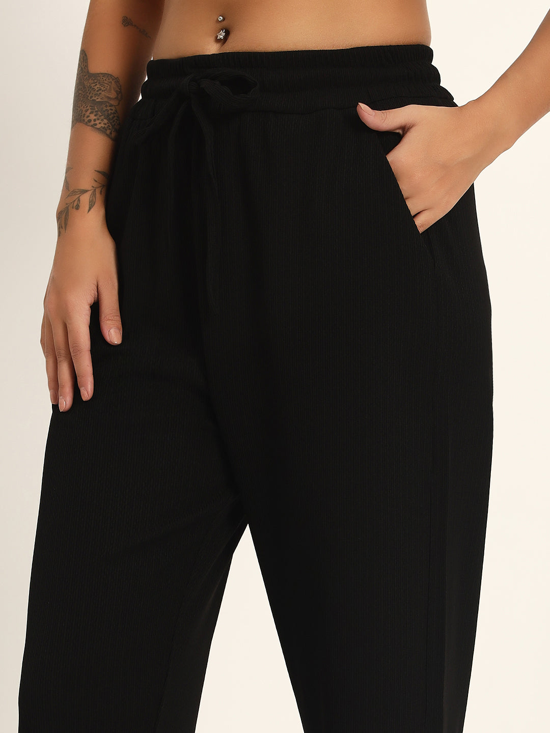 THE SOLID WIDE LEG PANTS BLACK