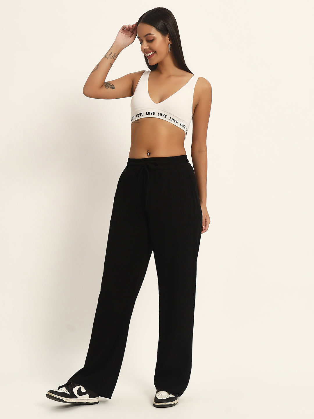 THE SOLID WIDE LEG PANTS BLACK