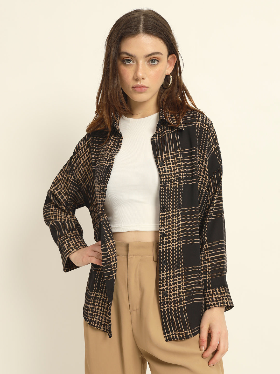 Classic Black Drop shoulder Check Shirt