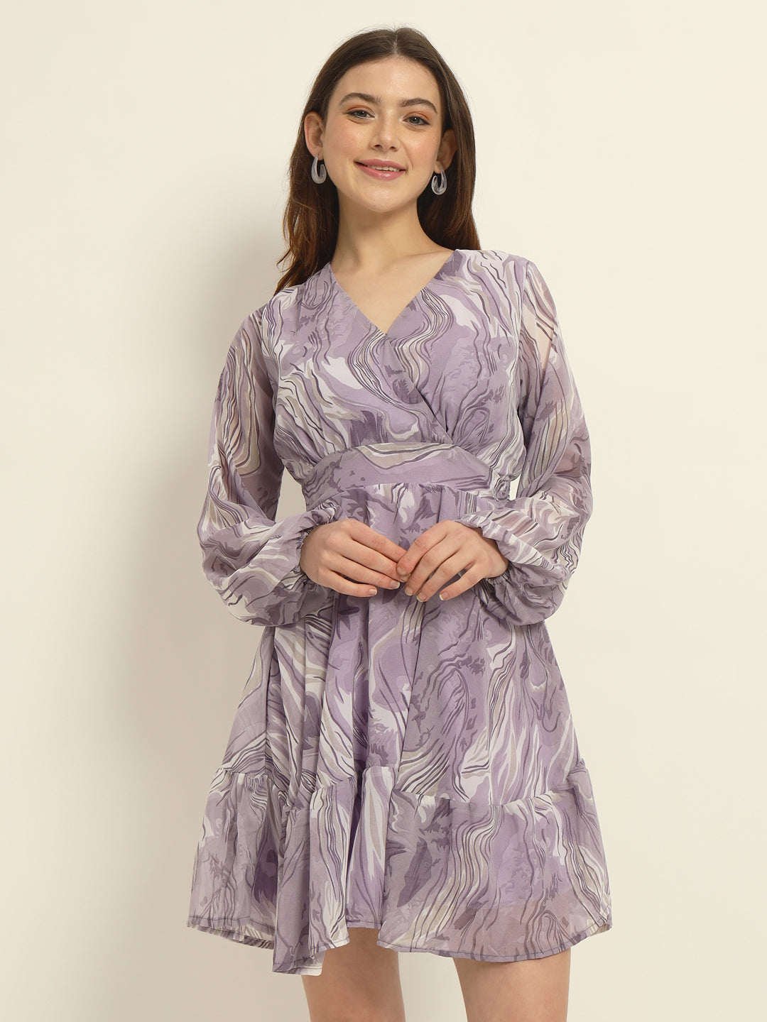 Women Abstract Dress-Lilac