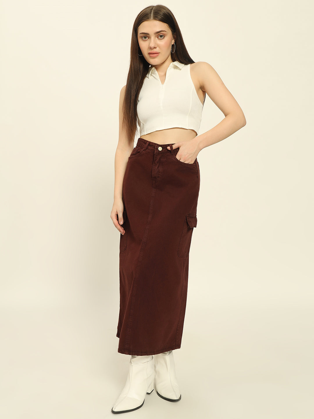 NEW BROWN CARGO SKIRT