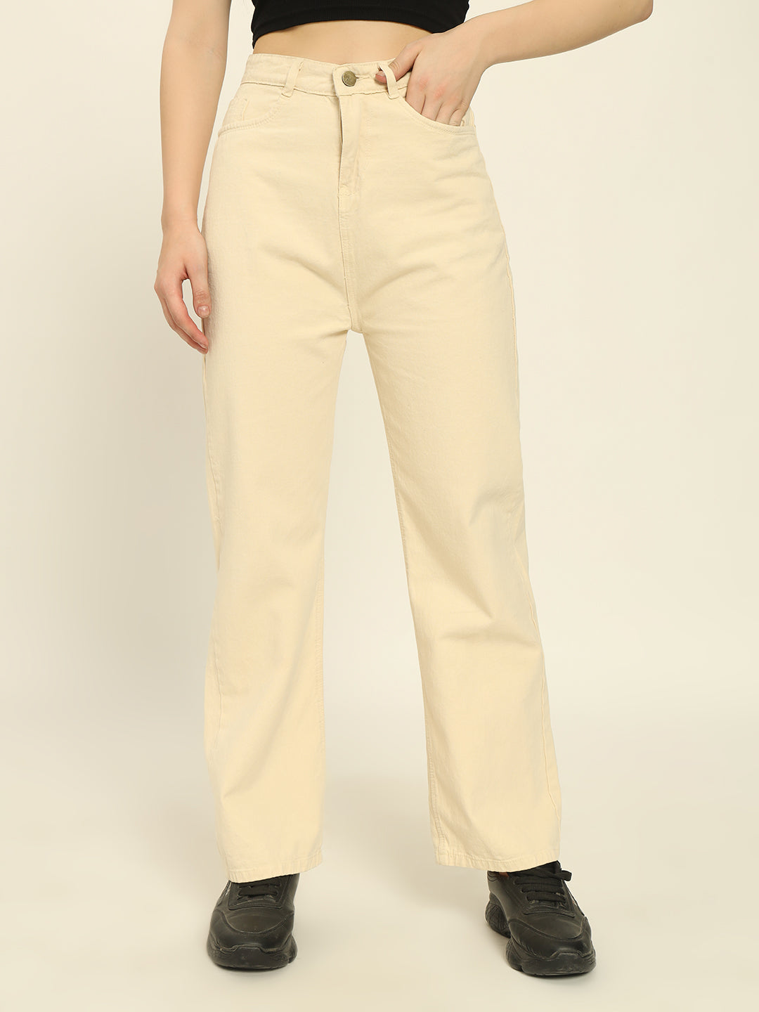 BEIGE STRAIGHTFIT DENIMS