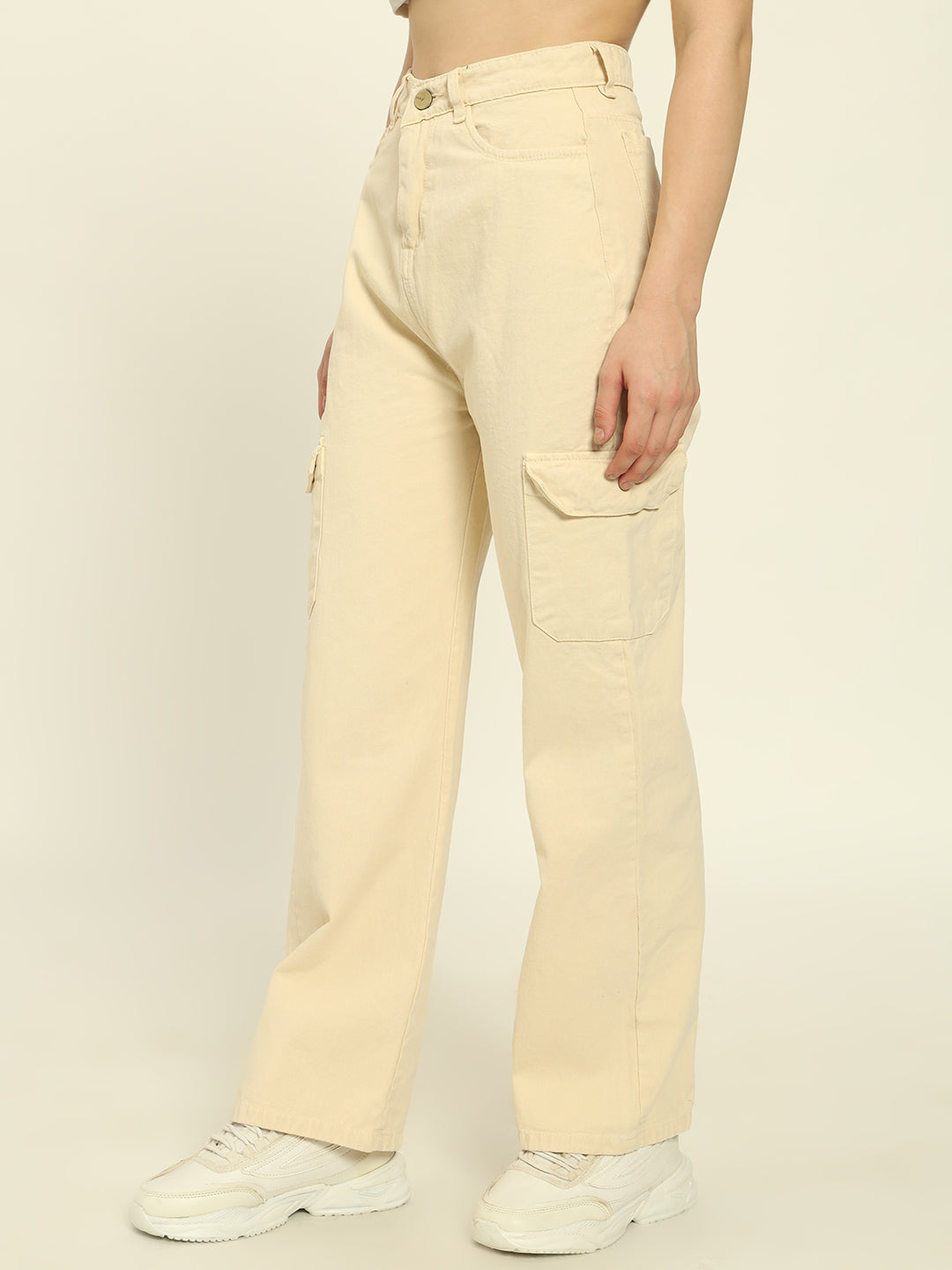 BEIGE 6 POCKETS CARGO DENIMS