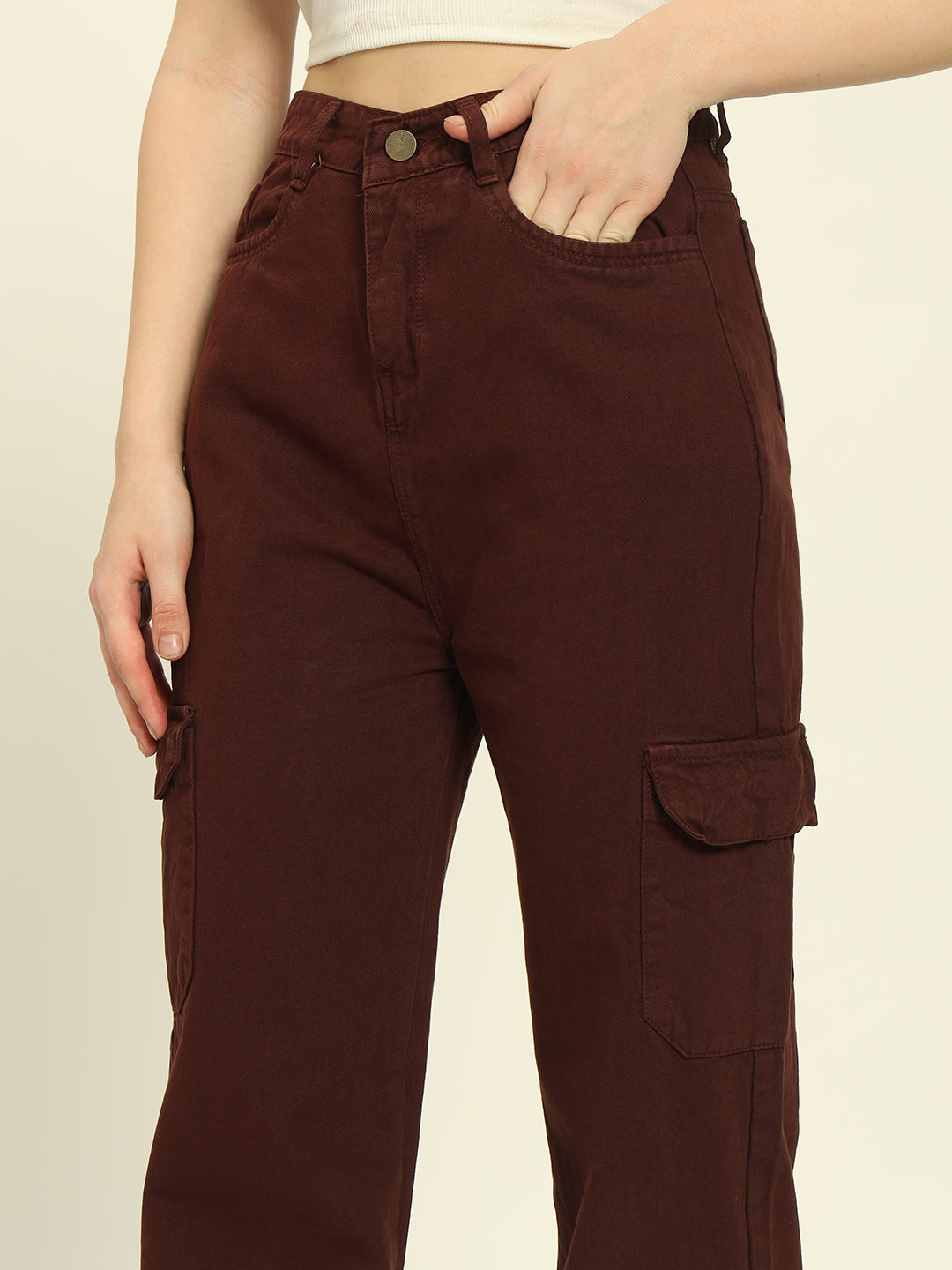 BROWN 6 POCKETS CARGO DENIMS