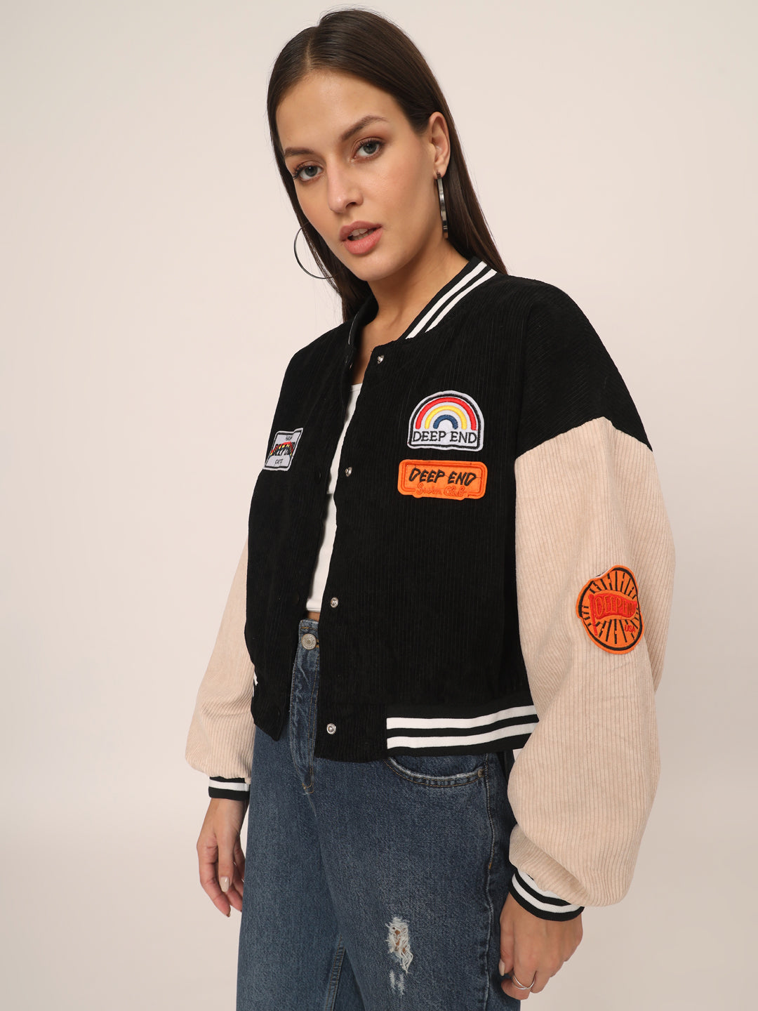 Baggy Varsity Jacket-Black