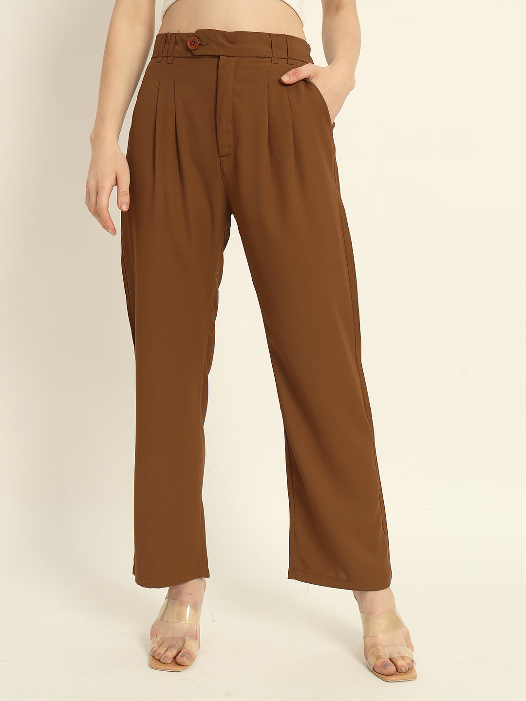 Pleated Korean Pants Brown