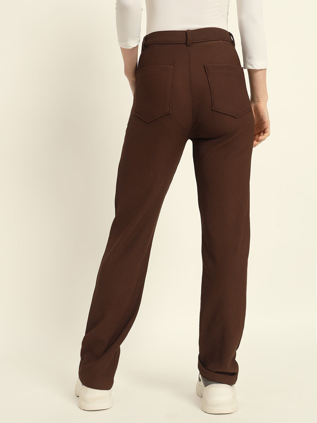 STRAIGHTFIT CORDUROY PANTS-DARK BROWN