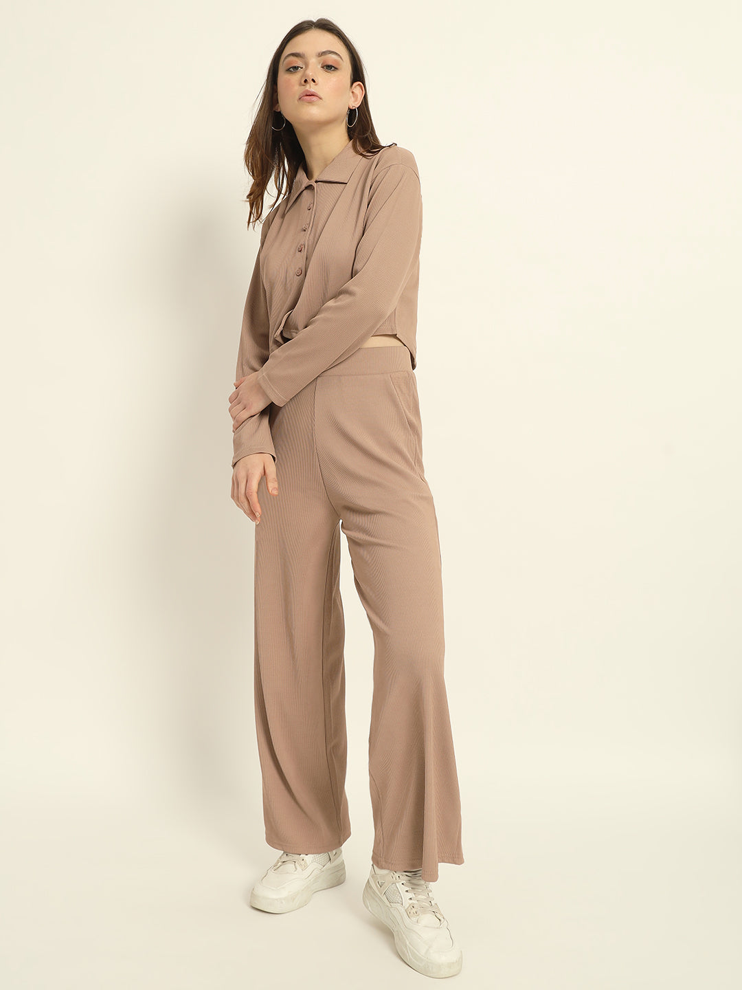 Cropped Co ord set Light Coffee