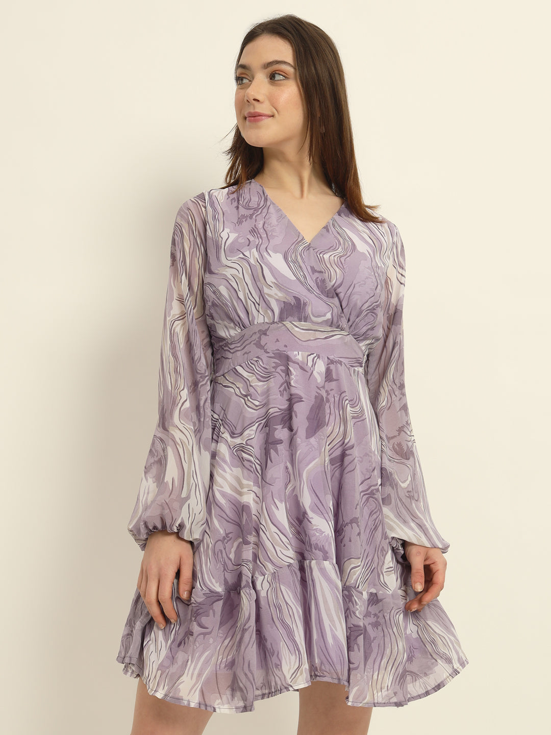 Women Abstract Dress-Lilac