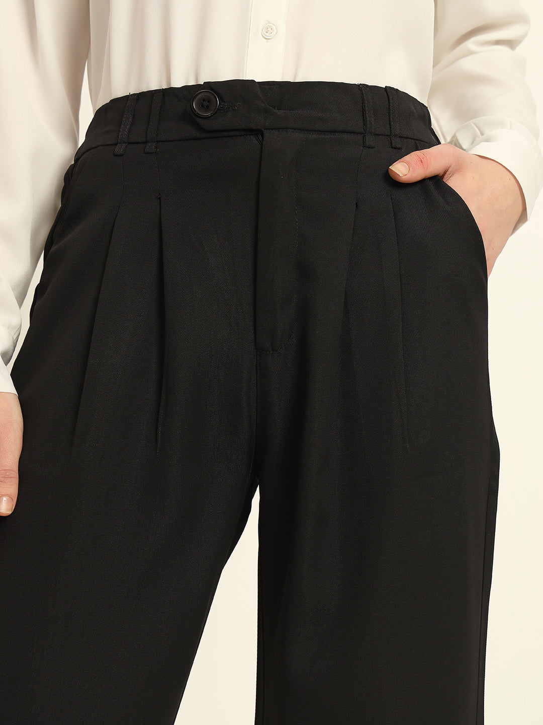 Pleated Korean Pants Black